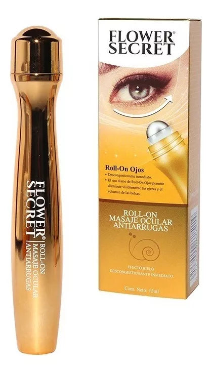 Roll-On Antiojeras dorado junto a su empaque original