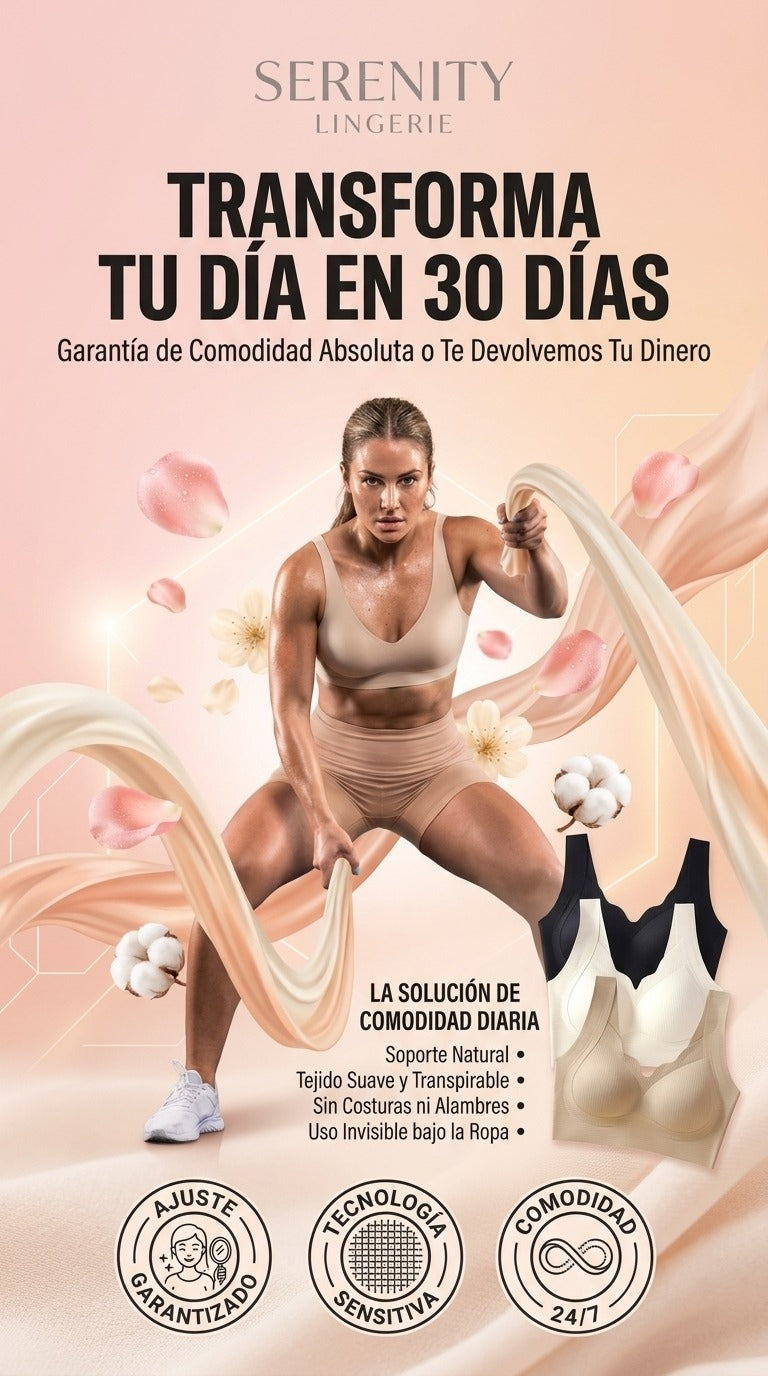 Pack de 3 sostenes premium sin aros, modelo usando sostén negro sin costuras