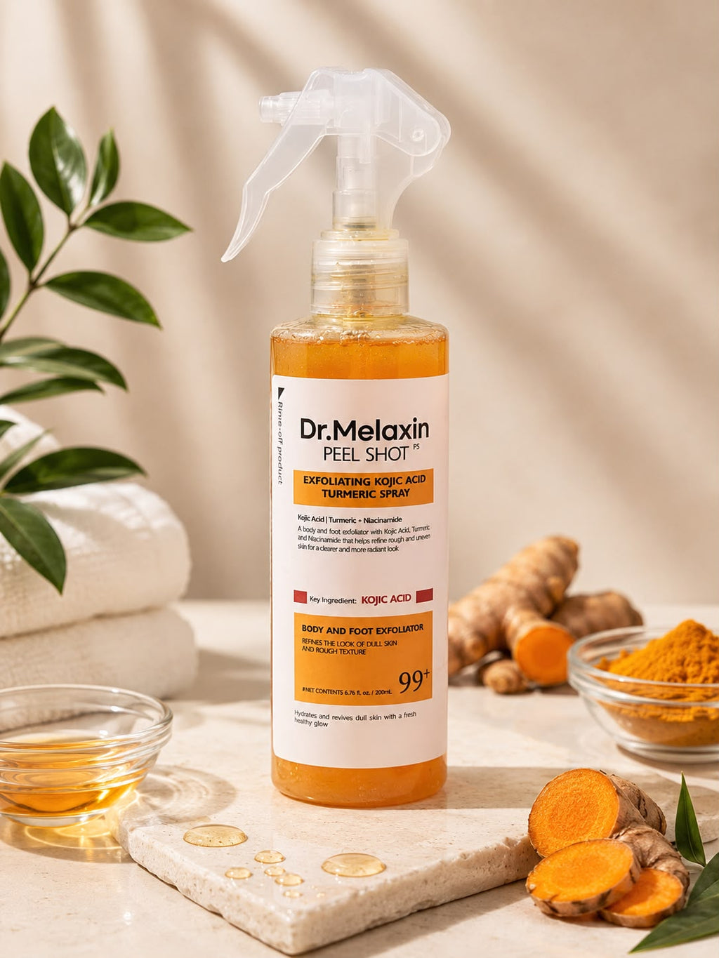 Dr. Melaxin spray exfoliante corporal 200ml con ácido kójico, cúrcuma y niacinamida
