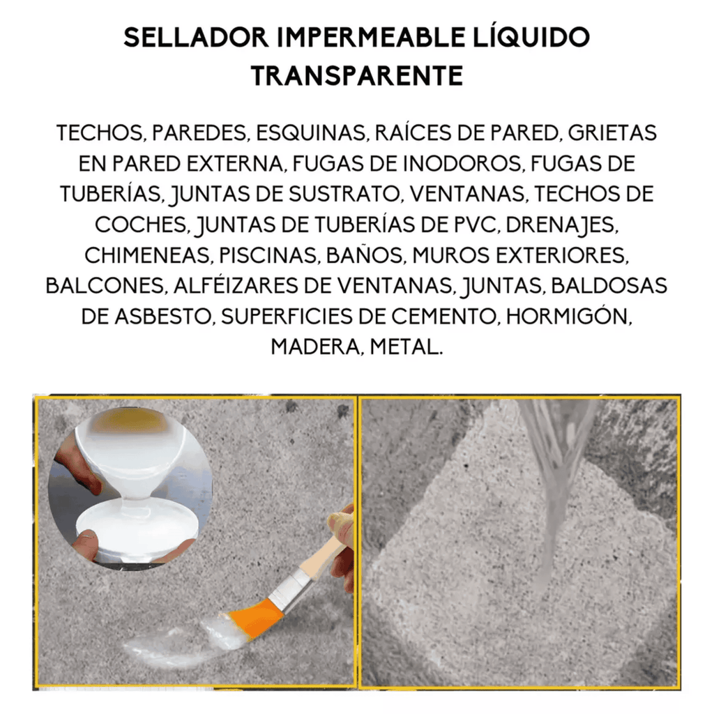 Sellador Impermeable Aislante Transparente 1000g + Brocha Aplicadora