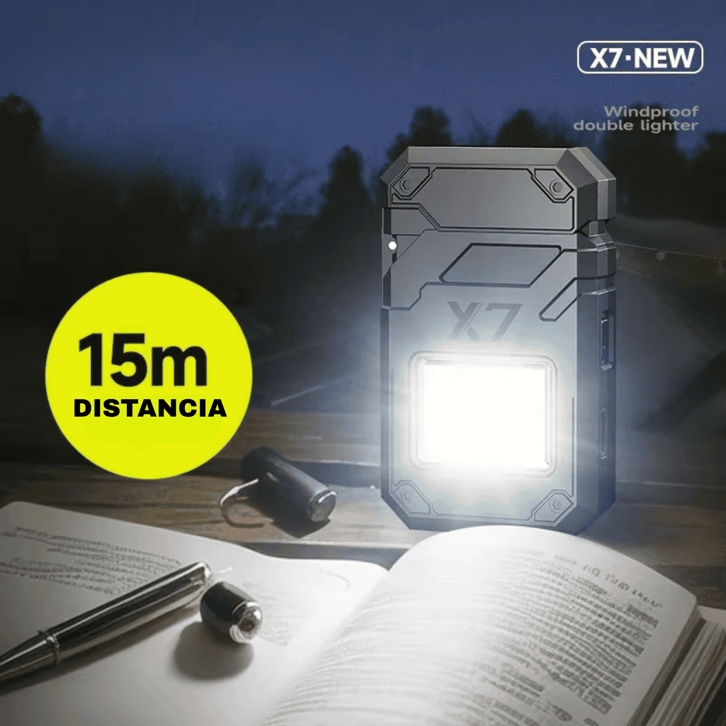 Luz de Emergencia X7 USB - Encendedor Eléctrico + Linterna LED + Llavero 3 en 1