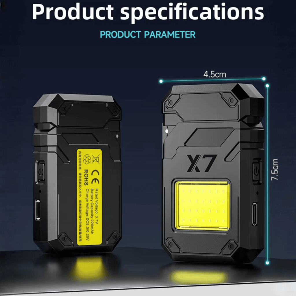 Luz de Emergencia X7 USB - Encendedor Eléctrico + Linterna LED + Llavero 3 en 1