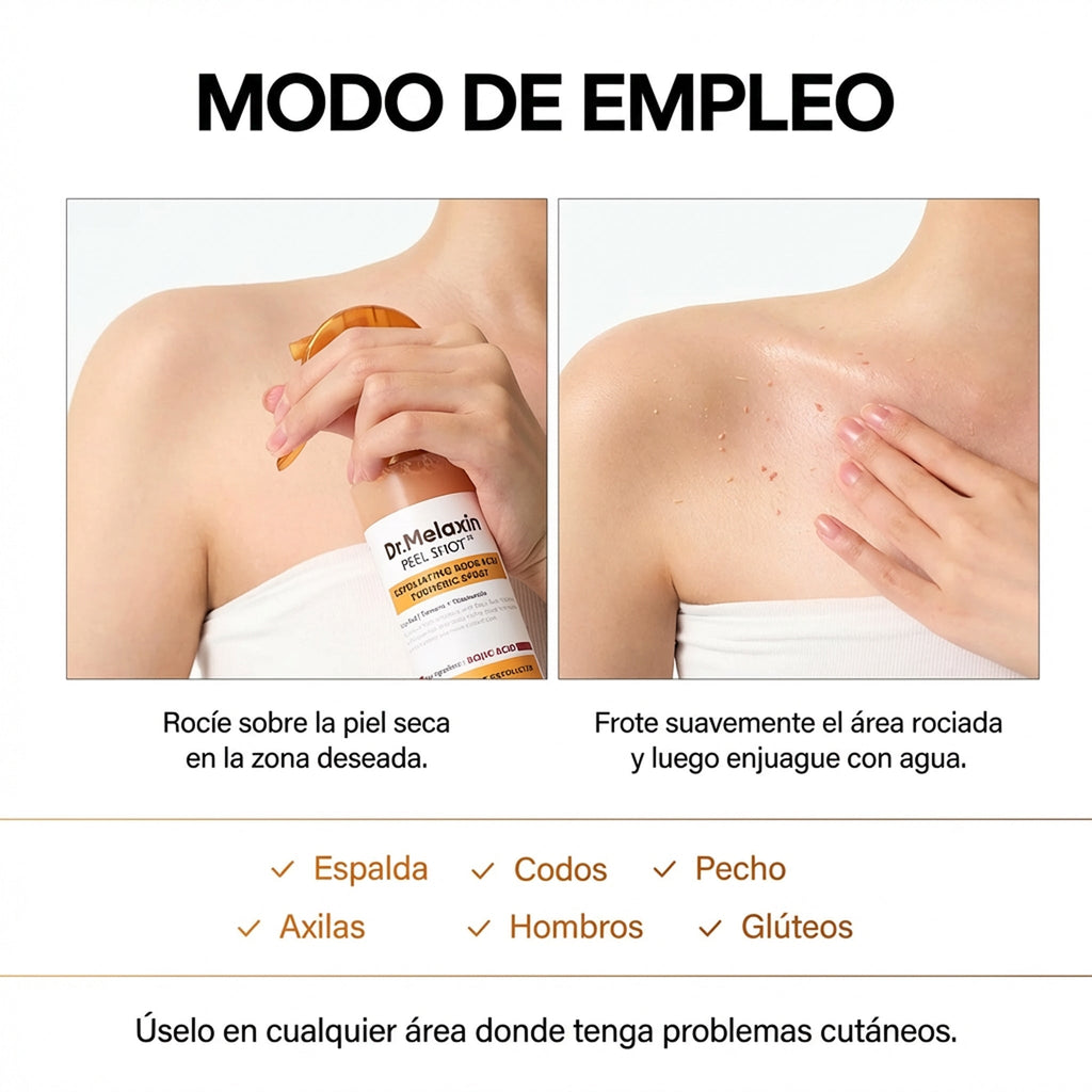 Dr. Melaxin Peel Shot spray exfoliante corporal 200ml con ácido kójico, cúrcuma y niacinamida
